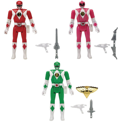 Red Pink Green MMPR Legacy Head Morph 5" Action Figure (Mighty Morphin Power Rangers) Set of 3