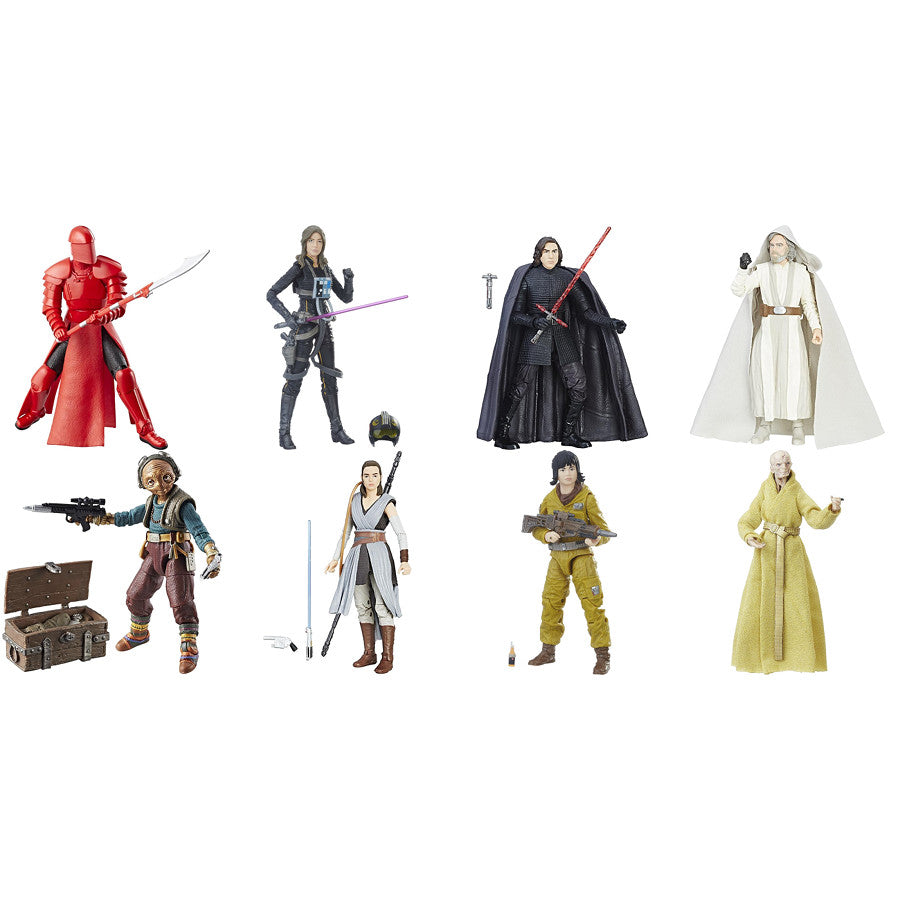 Elite Praetorian Guard, Kylo Ren, Jaina, Luke, Maz, Rey, Rose, Snoke (Case of 8) | Star Wars Episode VIII The Last Jedi | The Black Series 6" Action Figures | Hasbro | Woozy Moo